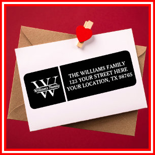 Black and White   Simple Family Name Monogram