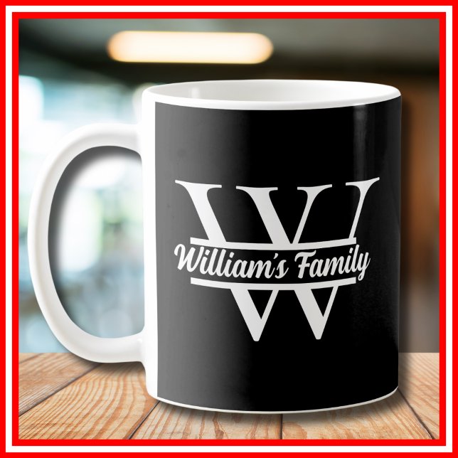 Black and White | Simple Family Name Monogram  Coffee Mug (Creator Uploaded)