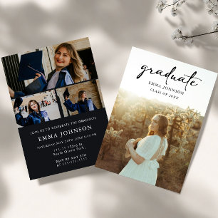 Black and white Simple Graduation Party Class 26 Invitation