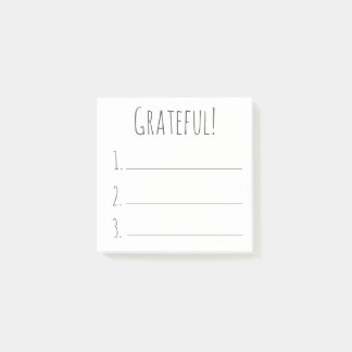 Black And White Simple Grateful Gratitude List Post-it Notes