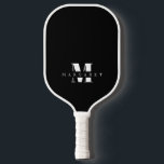 Black and White Simple Minimalist Monogram Name Pickleball Paddle<br><div class="desc">Black and White Simple Minimalist Monogram Name Pickleball Paddle</div>