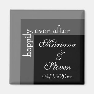 Black and White Simple Modern Chic Script Wedding Magnet