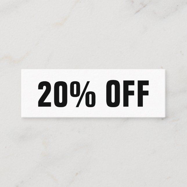 Black and white simple modern discount card (Front)