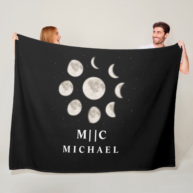 black and white simple modern fleece blanket (In Situ)