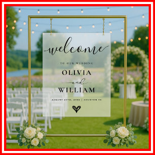 Black and White Simple Modern Frosted Wedding Sign