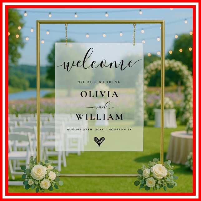 Black and White Simple Modern Frosted Wedding Sign (Creator Uploaded)