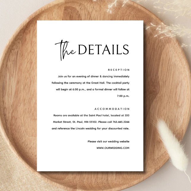 Black and White Simple Modern Minimalist Wedding Enclosure Card (Creator Uploaded)