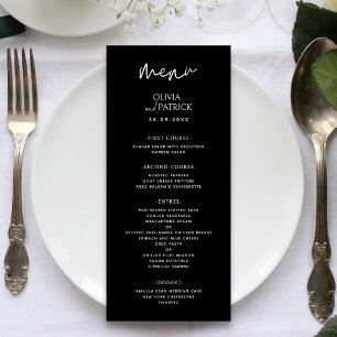 Black and White Simple Modern Minimalist Wedding Menu
