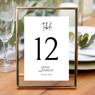 Black and White Simple Modern Minimalist Wedding Table Number