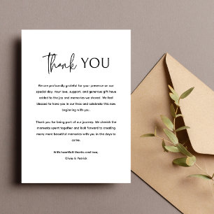 Black and White Simple Modern Minimalist Wedding Thank You Card
