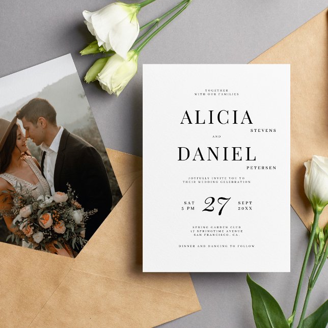 Black and white simple modern photo wedding invitation (Creator Uploaded)