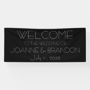 Black and White Simple Script Minimalist Wedding Banner
