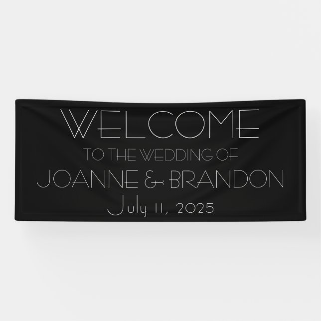 Black and White Simple Script Minimalist Wedding Banner (Horizontal)