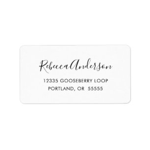 Black and White Simple Script Return Address Label