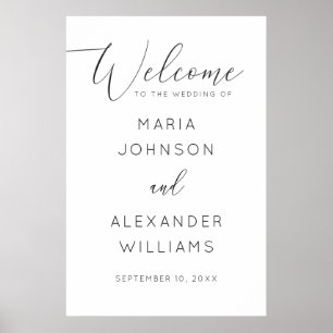 Black and white simple script wedding welcome post poster
