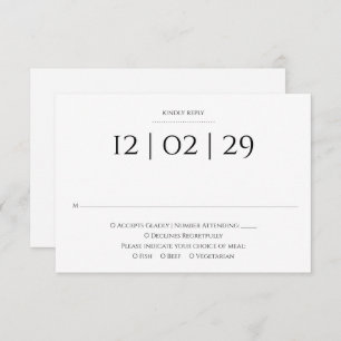 Black And White Simple Special Date Wedding RSVP Card
