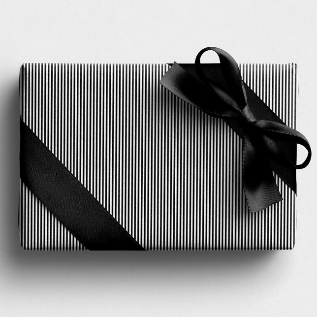 Black and white simple striped Christmas holiday Wrapping Paper (Creator Uploaded)