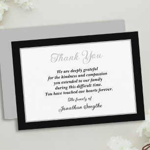 Black and White Simple Sympathy Thank You Card