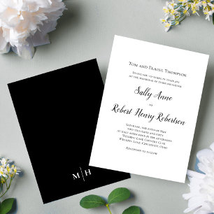 Black and White Simple Wedding Custom Invitation