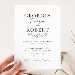 Black and White Simple Wedding  Invitation
