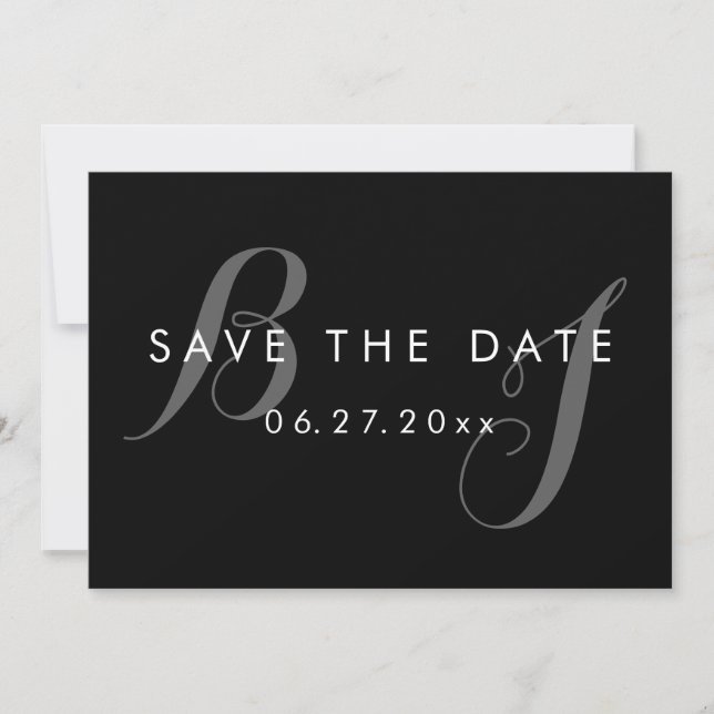 Black And White Simple Wedding Save The Date Cards (Front)