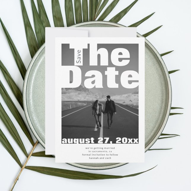 Black and white single photo modern wedding  save the date (Creator Uploaded)