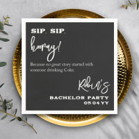 Black and White Sip Sip Hooray Bachelor Pary Groom