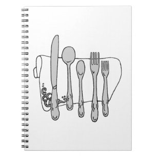 Black and White Siverware Design Notebook