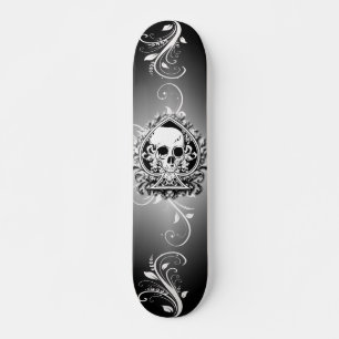 Black and white Skate board with skull