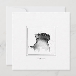 Black and White Sketch of a Balinese Cat Card