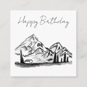 black and white sketch of Mountains Enclosure Card