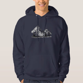 Black and White Sketches on Men's Hoodie