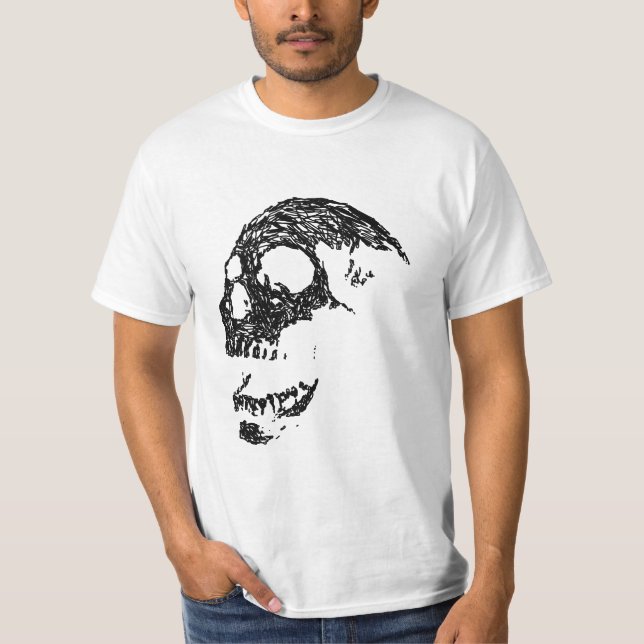 Black and White Skull Design. T-Shirt (Front)