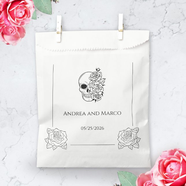 Black And White Skull Gothic Wedding  Favour Bags (gothic favor bag)