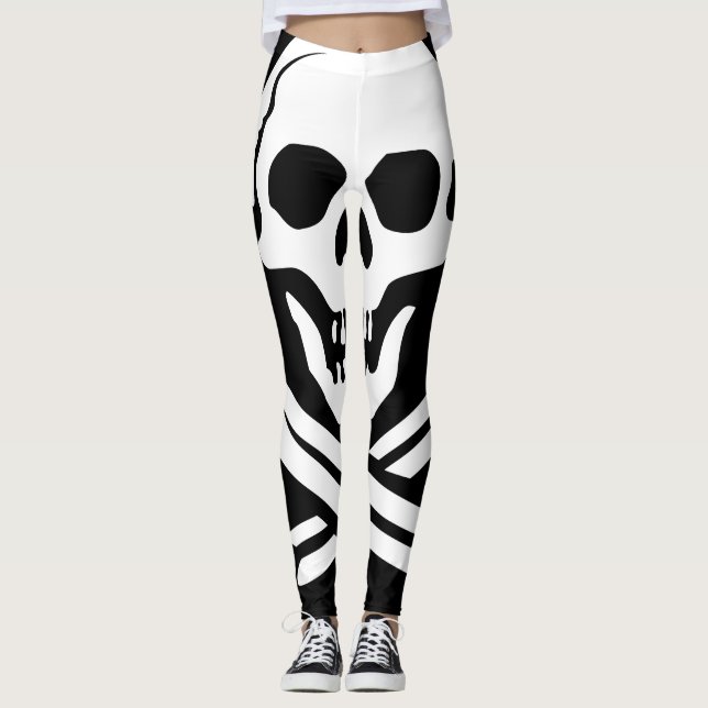 Black and White Skull Leggings (Front)