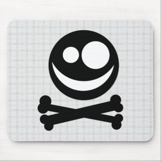 Black and White Skull. On Grey Check. Mouse Pad