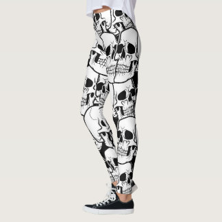 Black and White Skull Pattern Leggings