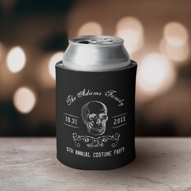 Black and White Skull Personalised Halloween Party Can Cooler (Creator Uploaded)