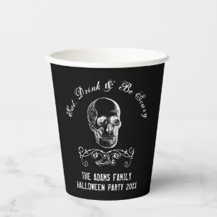 Black and White Skull Personalised Halloween Party Paper Cups