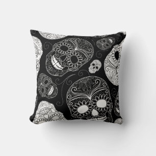 Black and White Skull Pillow