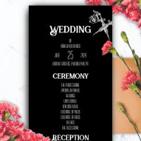 Black and White Skull Tattoo Wedding Program