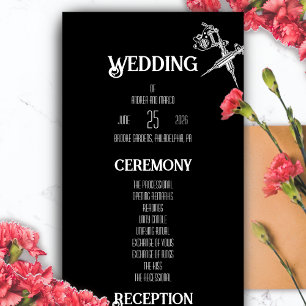 Black and White Skull Tattoo Wedding Program