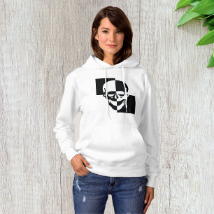Black And White Skull Womens Hoodie
