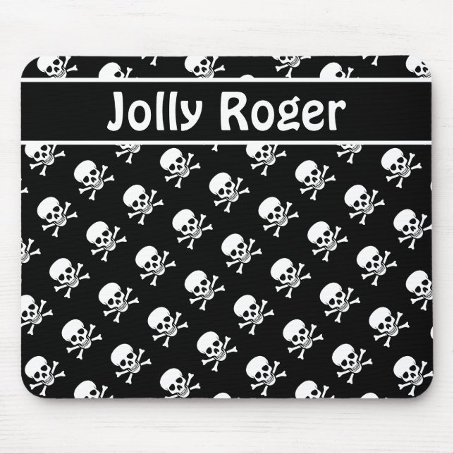 Black and White Skulls Mousepad w/ Custom Text (Front)