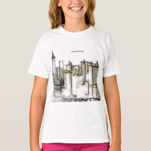 Black And White Skyline Newyork City Drawing T-Shirt