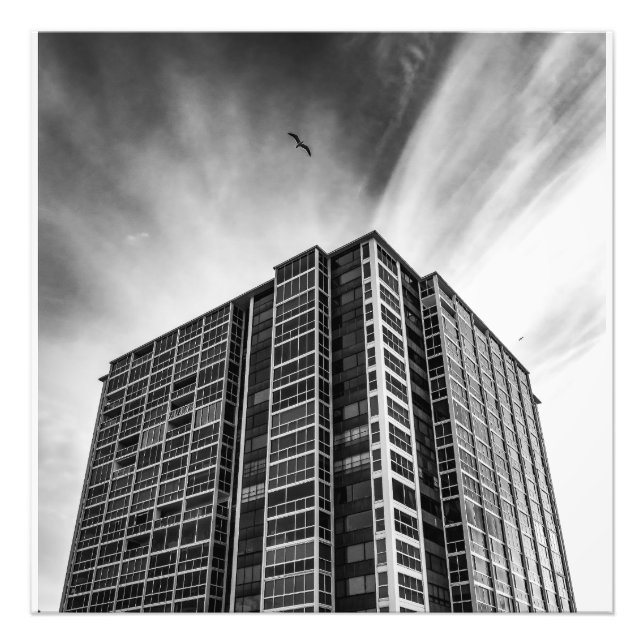 Black and White Skyscraper Wall Art | Modern Print (Front)
