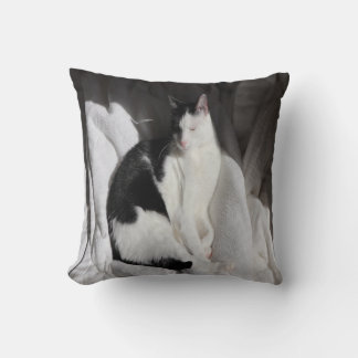 Black and White Sleeping Cat/Add Your Pet's Photo Cushion