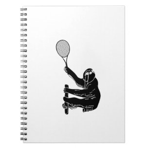 Black and White Sloth With Tennis Racket Notebook