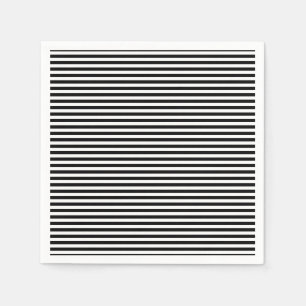 Black and White Small Horizontal Stripes Paper Napkin