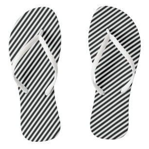 Black and White Small Size Diagonal Stripes Jandals